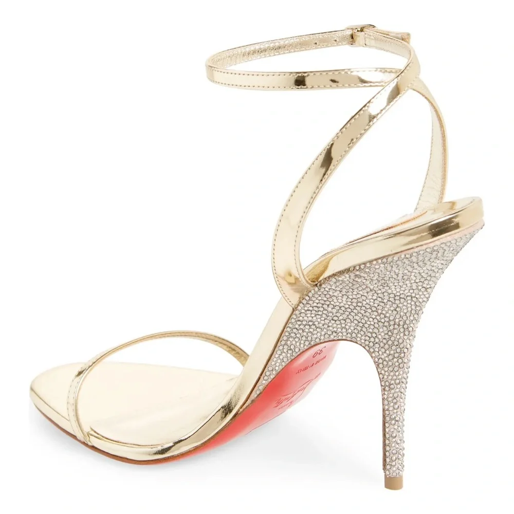 Christian Louboutin Gold Arch Queen Crystal Embellished Sandal Heels - Picture 3 of 13